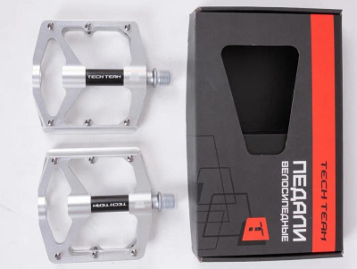 Педали TechTeam TT-314 фрезерованный алюм. со съемными шипами, Cr-Mo ось, 3 пром, grey