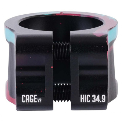 Зажим (хомут) для трюкового самоката Oath Cage v2 HIC/IHC  (черный / бирюзовый / красный) от магазина Адреналин